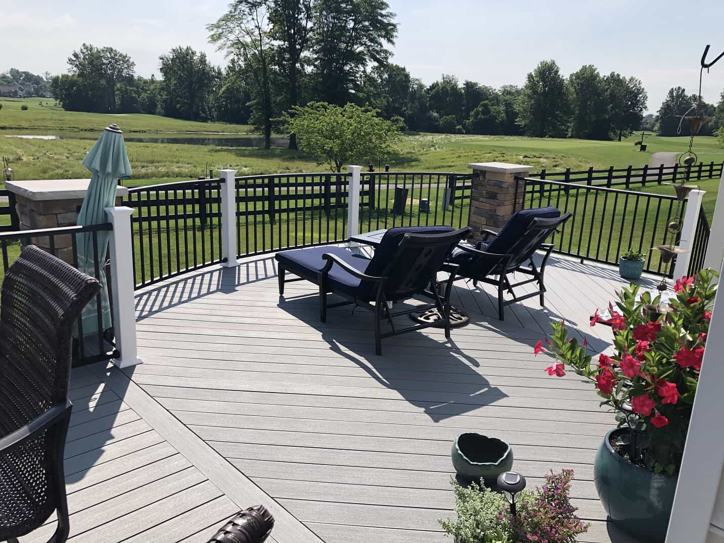 gray deck with chairs